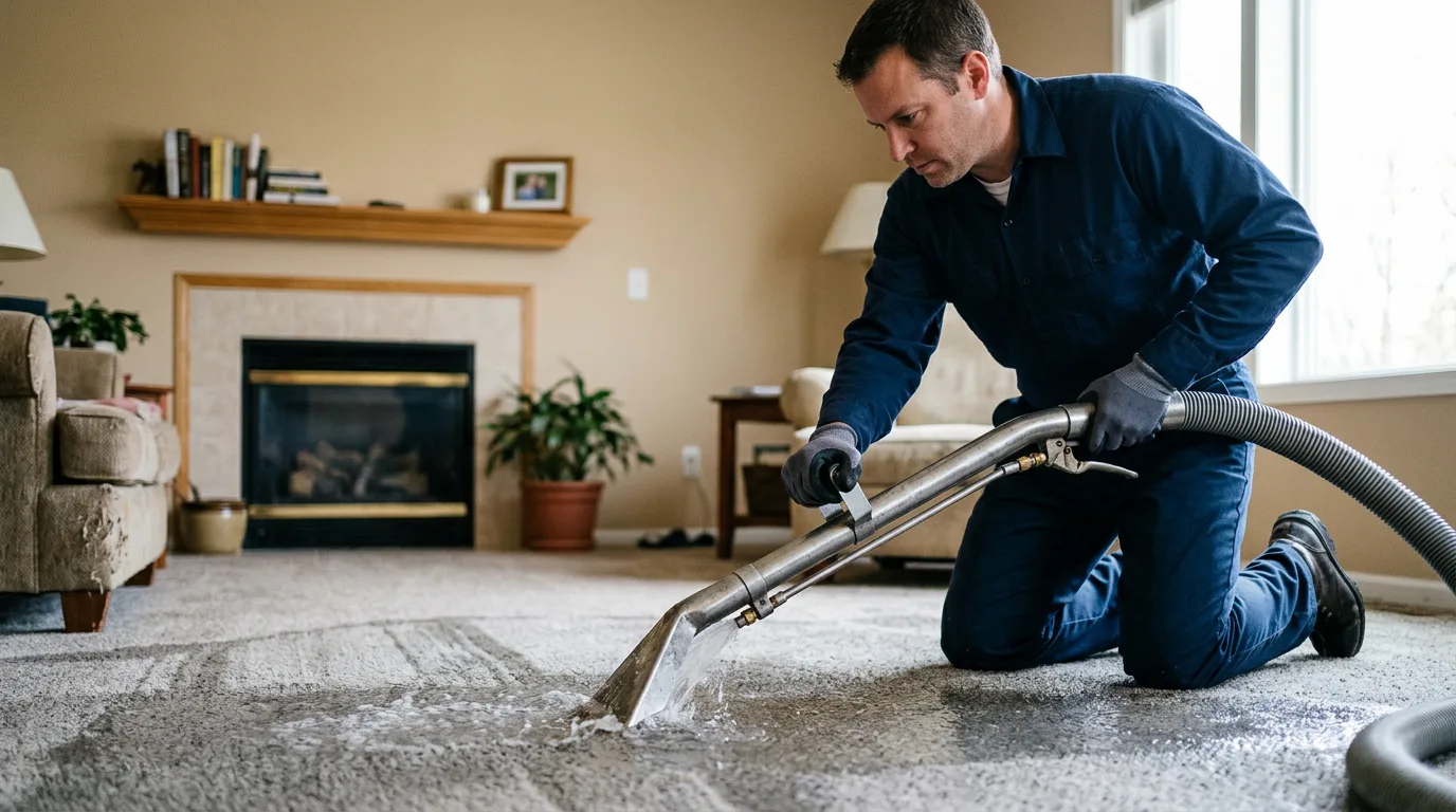 Water damage restoration technician working near Clymer, PA